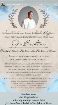 Opi Bachtiar meninggal dunia. (Instagram)